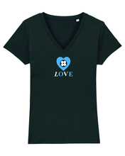 Load image into Gallery viewer, LOVE in FRENCH SKY BLUE &amp; WHITE Organic V-Neck