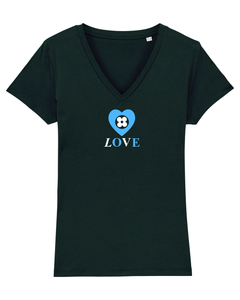 LOVE in FRENCH SKY BLUE & WHITE Organic V-Neck