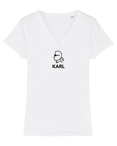 KARL SILHOUETTE Organic White V-Neck T-Shirt