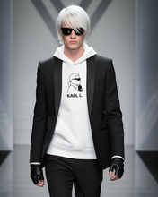 Load image into Gallery viewer, KARL LAGERFELD (THE THINKER) SILHOUETTE White Hoodie