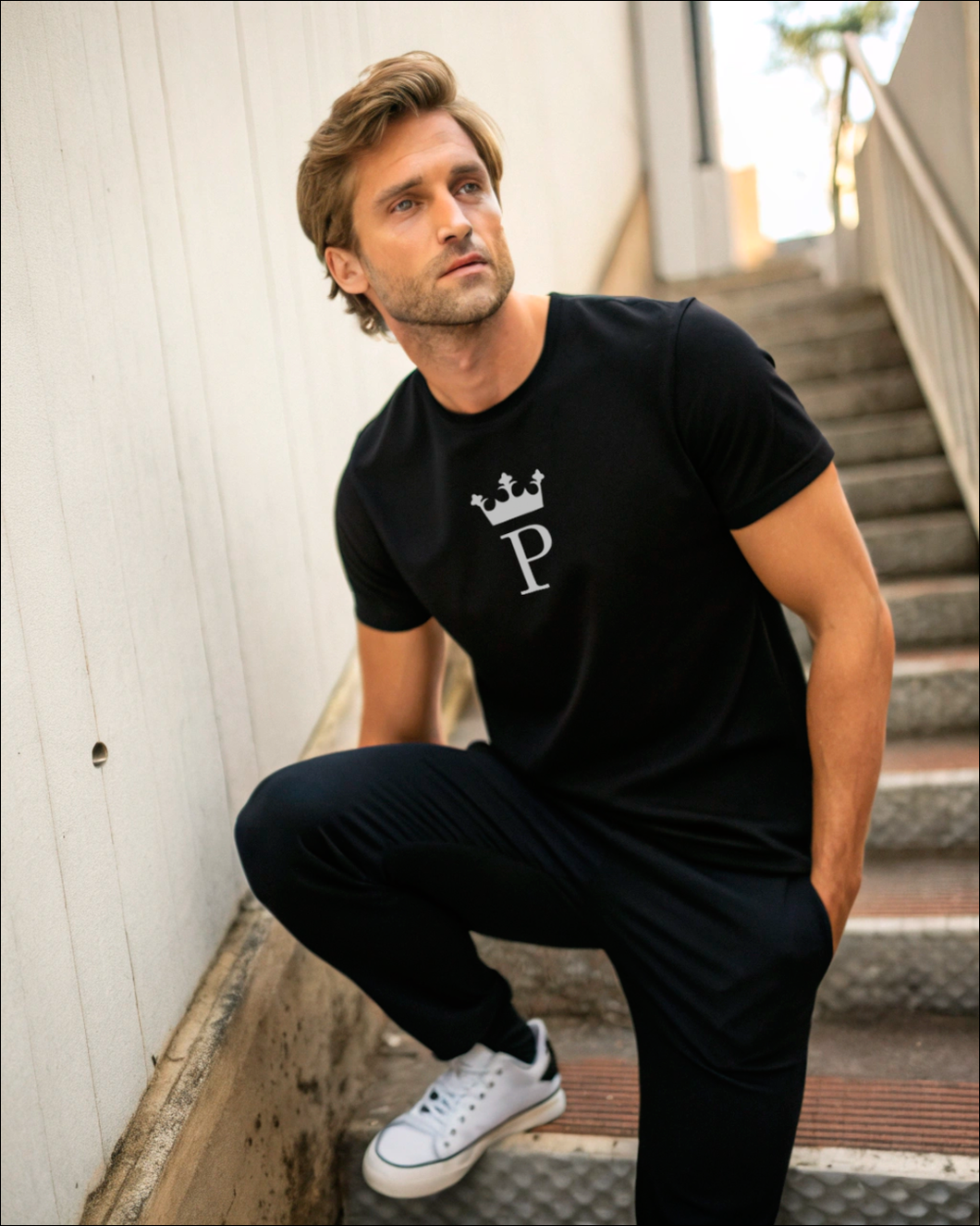 P ROYAL MONOGRAM Black T-Shirt