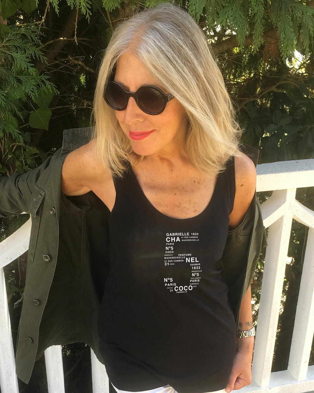 FIVE, THE LUCKY NUMBER OF COCO Organic  Black Tank Top