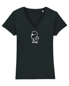 KARL SILHOUETTE Organic Black V-Neck T-Shirt
