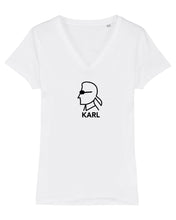 Load image into Gallery viewer, KARL SILHOUETTE Organic White V-Neck T-Shirt