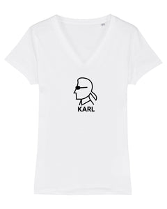 KARL SILHOUETTE Organic White V-Neck T-Shirt