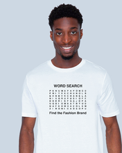 Load image into Gallery viewer, WORD SEARCH FIND THE FASHION BRAND White T-Shirt