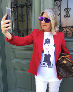 AUDREY TAKING A SELFIE White T-Shirt