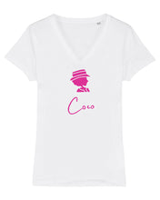 Load image into Gallery viewer, COCO ONLY NAME PINK SILHOUETTE  Organic V-Neck T-Shirt