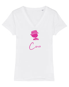 COCO ONLY NAME PINK SILHOUETTE  Organic V-Neck T-Shirt