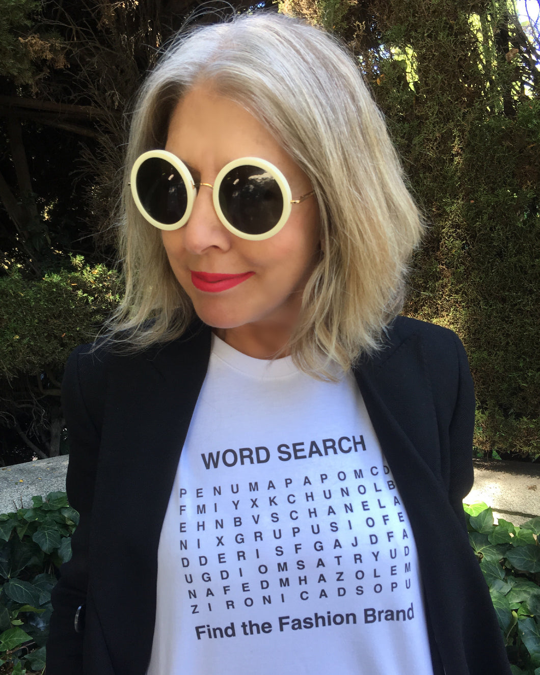 WORD SEARCH FIND THE FASHION BRAND White T-Shirt