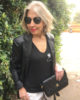 COCO SMALL LOGO | Organic V-Neck Black T-Shirt