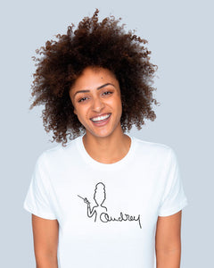 AUDREY HEPBURN SIGNATURE ONLY NAME White T-Shirt