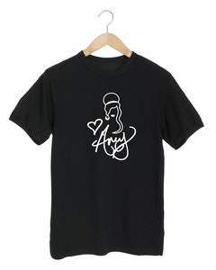 AMY WINEHOUSE SIGNATURE Black T Shirt Ironic Lux