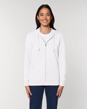 Load image into Gallery viewer, KARL WORDS CLOUD White Hoodie with zip. Design on Back side