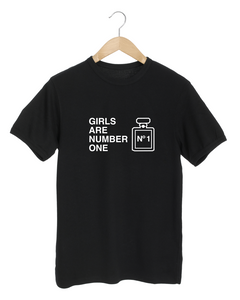 GIRLS ARE NUMBER ONE Black T-Shirt