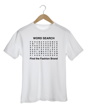 Load image into Gallery viewer, WORD SEARCH FIND THE FASHION BRAND White T-Shirt